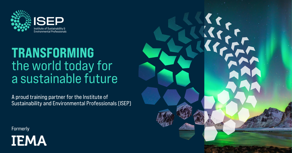 ISEP launch social tile 1200 x 628 (2) IESEP logo and picture showing change from IEMA