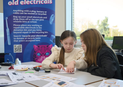 Students learning repair skills with Team Repair kits